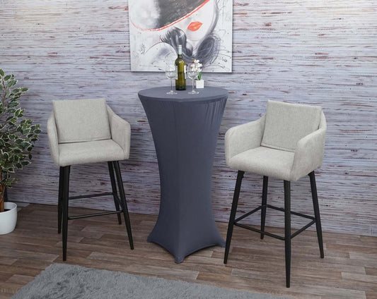 Cosmo Casa - Set van Barkrukken - Barstoelen met Voetensteun - Textiel - Lichtgrijs