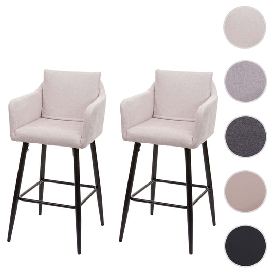 Cosmo Casa - Set van Barkrukken - Counterkrukken met Voetensteun - Textiel - Crèmebeige