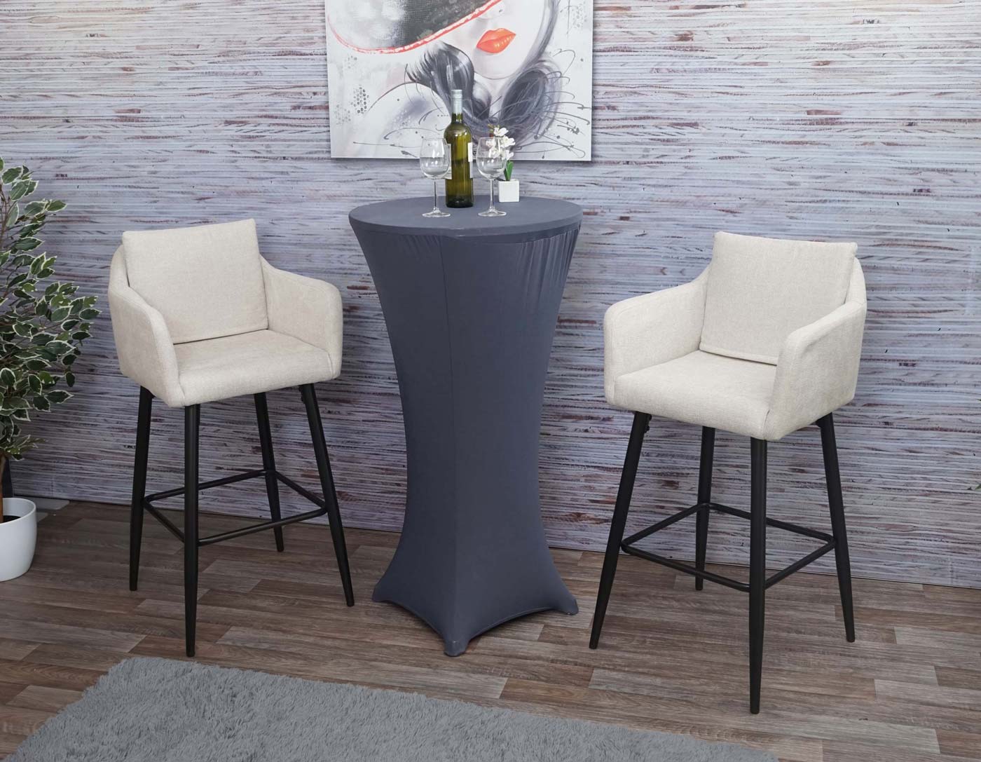 Cosmo Casa - Set van Barkrukken - Counterkrukken met Voetensteun - Textiel - Crèmebeige