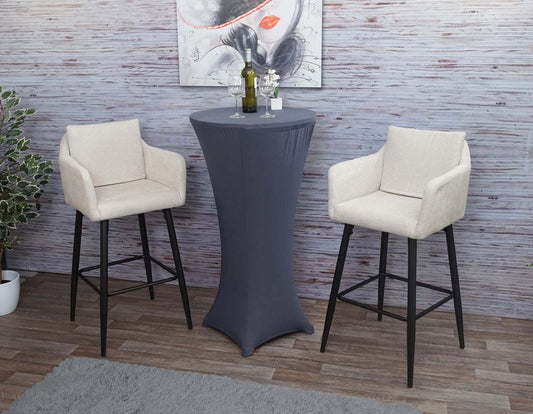 Cosmo Casa - Set van Barkrukken - Counterkrukken met Voetensteun - Textiel - Crèmebeige