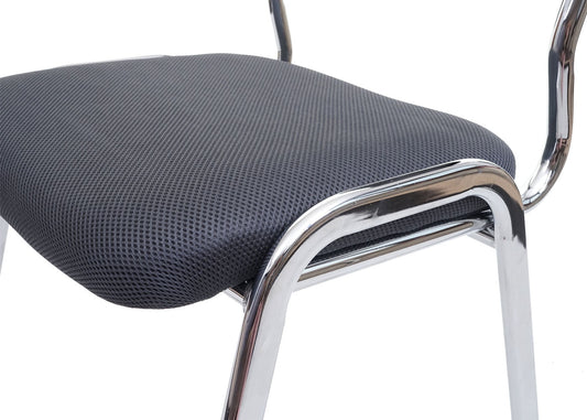 Cosmo Casa - Set van 4 Bezoekersstoelen - Stapelbaar - Stof - Donkergrijze Zitting - Chroom