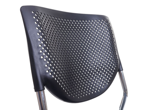 Cosmo Casa - Set van 4 Bezoekersstoelen - Stapelbaar - Stof - Donkergrijze Zitting - Chroom