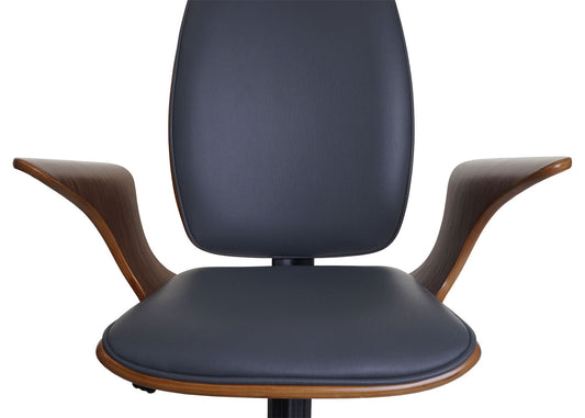 Cosmo Casa - Bureaustoel - Directiestoel met gebogen hout - Imitatieleer - Walnootlook-grijs