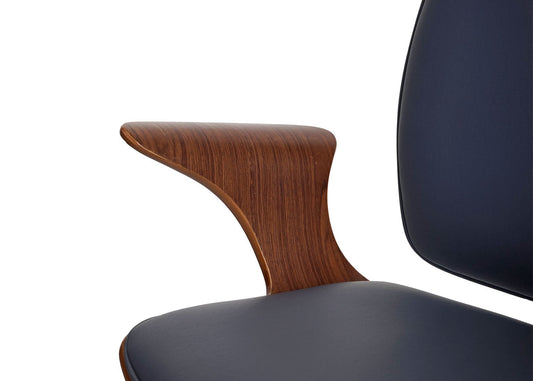 Cosmo Casa - Bureaustoel - Directiestoel met gebogen hout - Imitatieleer - Walnootlook-grijs