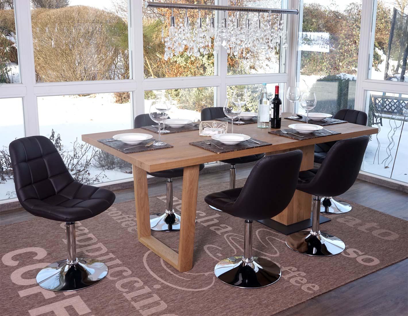 Cosmo Casa - Eetkamerstoel - Retro draaistoel - Imitatieleer - Bruin