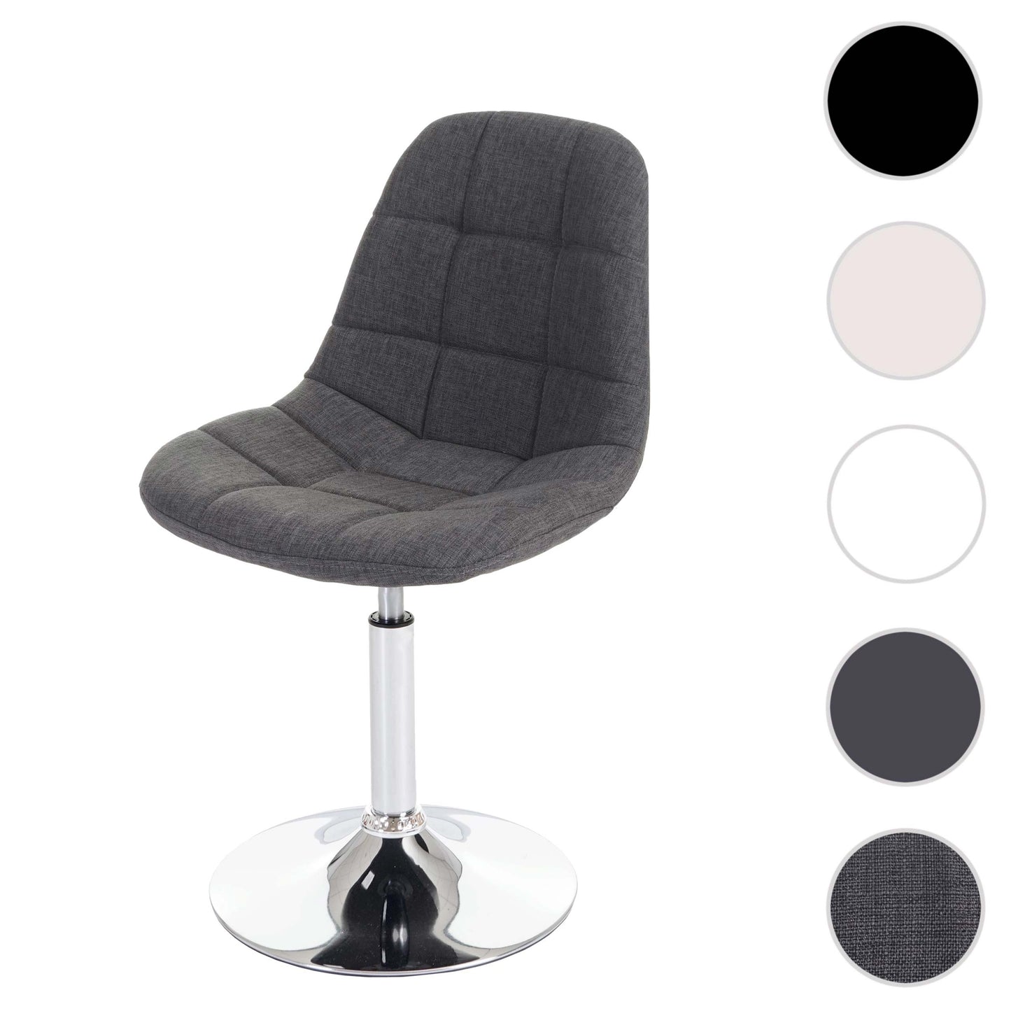 Cosmo Casa - Eetkamerstoel - Retro draaistoel - Stof/textiel - Lichtgrijs