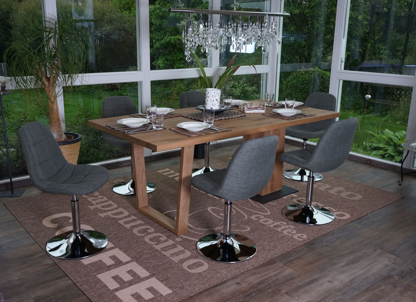 Cosmo Casa - Eetkamerstoel - Retro draaistoel - Stof/textiel - Lichtgrijs