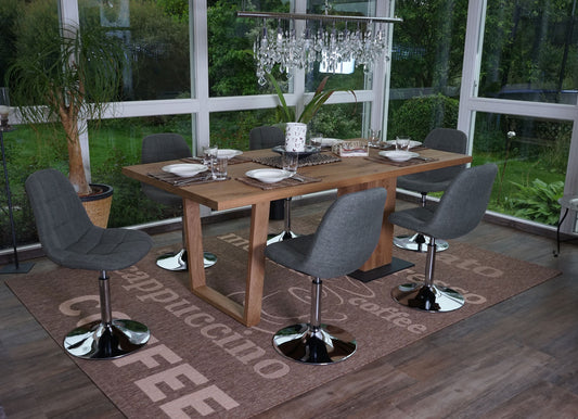 Cosmo Casa - Eetkamerstoel - Retro draaistoel - Stof/textiel - Lichtgrijs