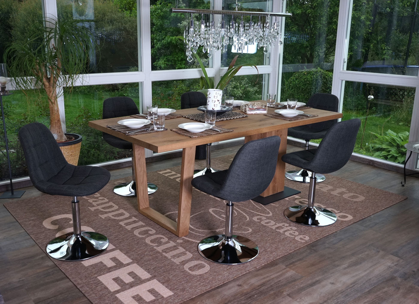 Cosmo Casa - Eetkamerstoel - Retro draaistoel - Stof/textiel - Donkergrijs