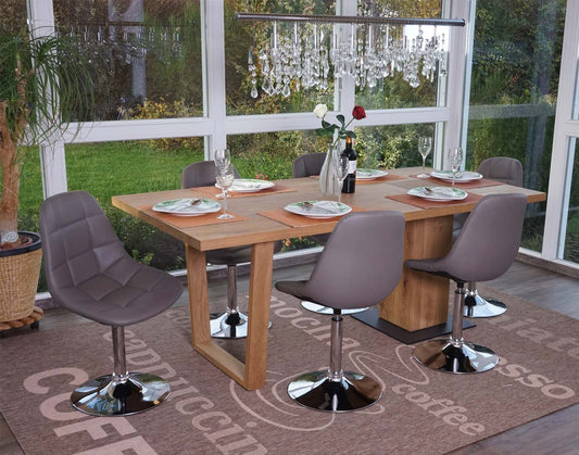 Cosmo Casa - Eetkamerstoel - Retro draaistoel - Imitatieleer - Taupegrijs