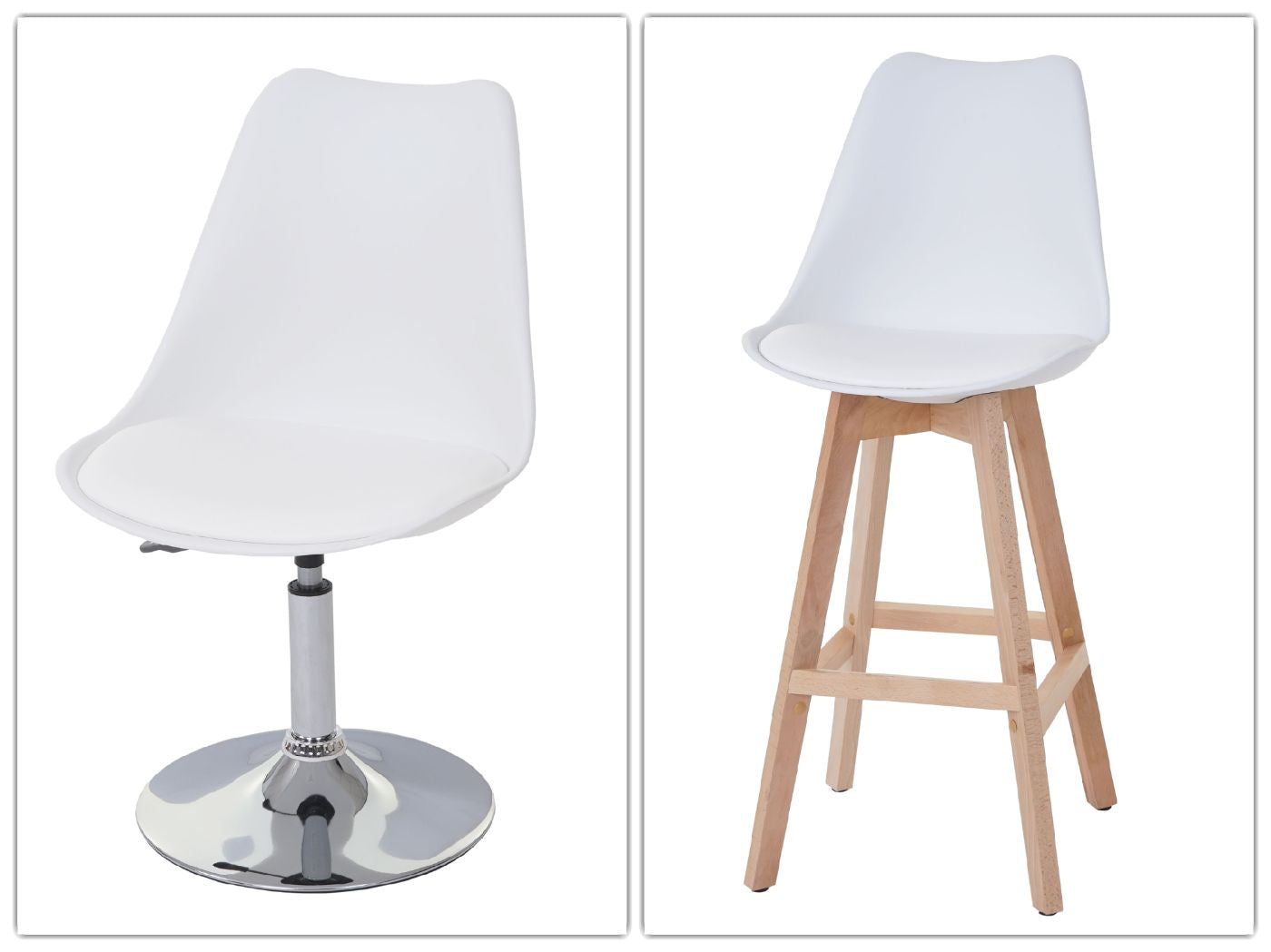 Cosmo Casa - Eetkamerstoel - Draaistoel met Verstelbare Hoogte - Kunstleer - Wit