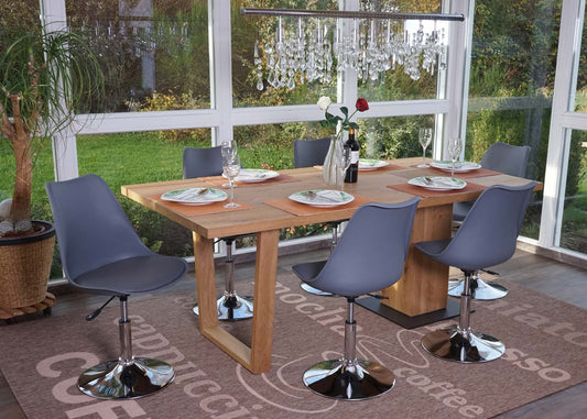 Cosmo Casa - Eetkamerstoel - Draaistoel met Verstelbare Hoogte - Kunstleer - Donkergrijs