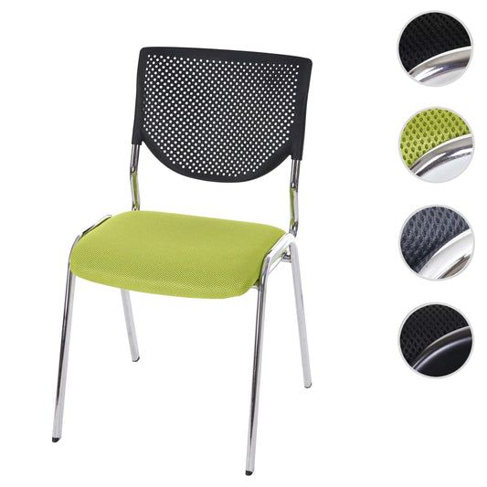 Cosmo Casa - Bezoekersstoel - Stapelbaar - Stof - Groene Zitting - Chroom