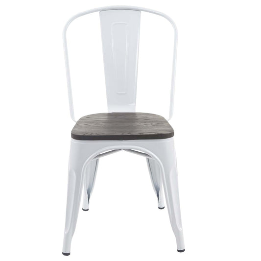 Cosmo Casa - Stoel - Stapelbaar - Hout & Metaal - Wit