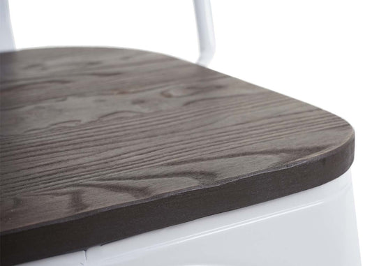 Cosmo Casa - Stoel - Stapelbaar - Hout & Metaal - Wit