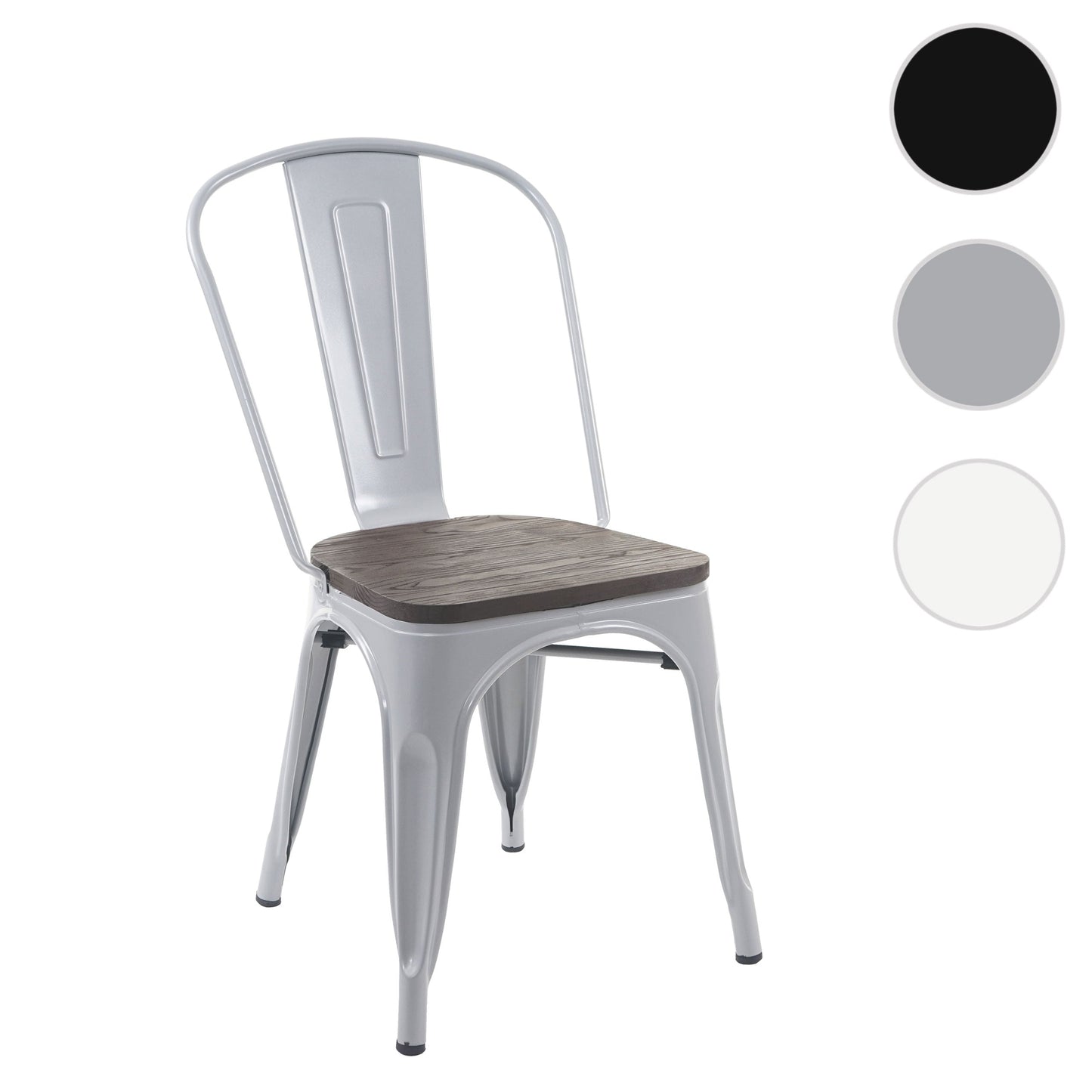 Cosmo Casa - Stoel - Stapelbaar - Hout & Metaal - Grijs