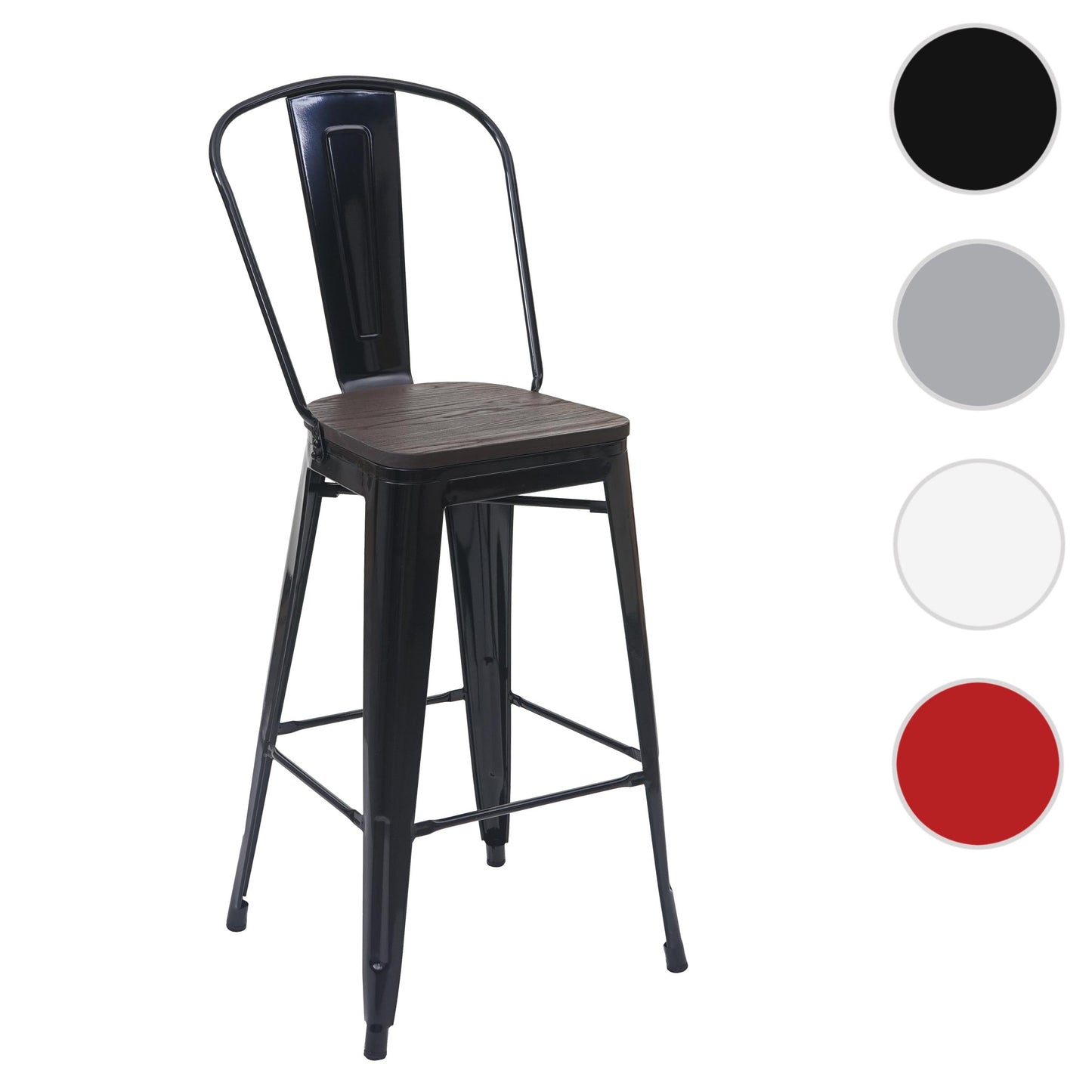 Cosmo Casa - Barkruk - Houten zitting - Metaal & Hout - Zwart