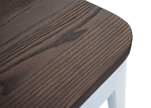 Cosmo Casa - Barkruk - Houten zitting - Metaal & Hout - Wit