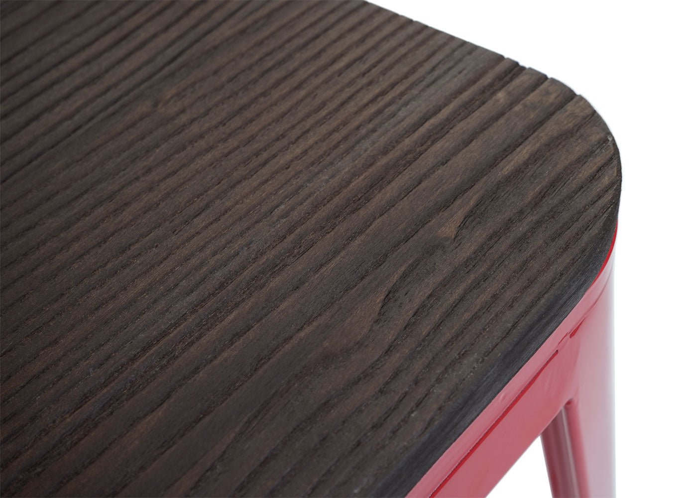 Cosmo Casa - Barkruk - Houten zitting - Metaal & Hout - Rood