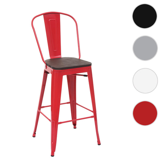 Cosmo Casa - Barkruk - Houten zitting - Metaal & Hout - Rood