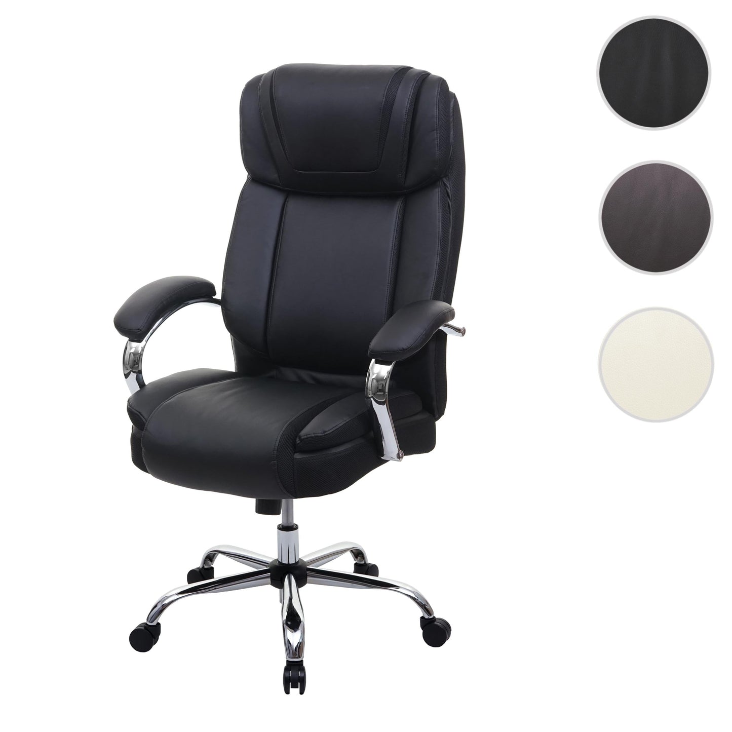 Cosmo Casa - Bureaustoel XXL - Belastbaar tot 220 kg - Kunstleer - Zwart