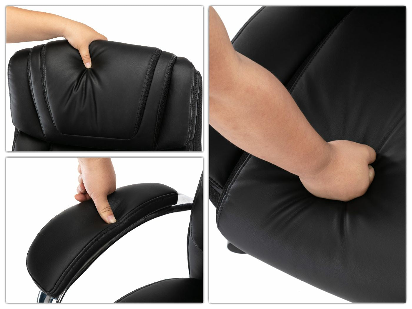 Cosmo Casa - Bureaustoel XXL - Belastbaar tot 220 kg - Kunstleer - Zwart