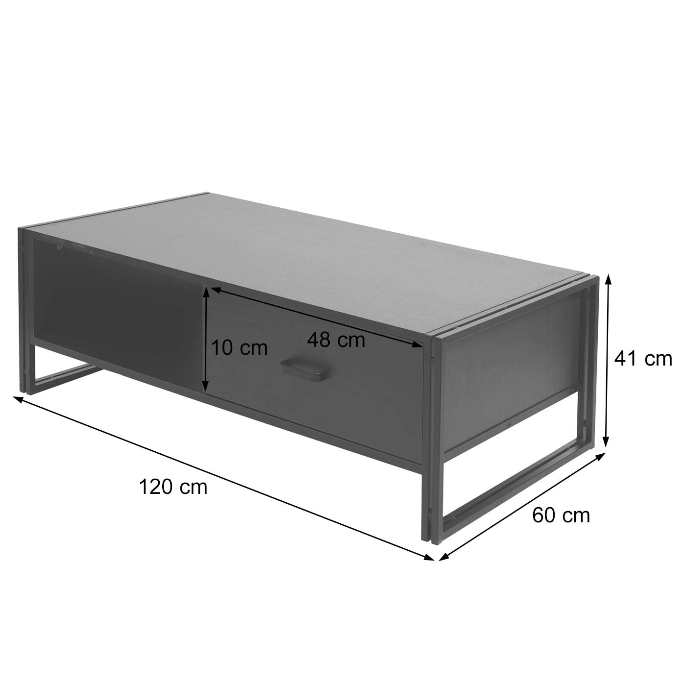 Cosmo Casa - Salontafel - Bijzettafel – 3D-Structuur MDF & Metaal - Donkerbruin - 41×120×60 cm