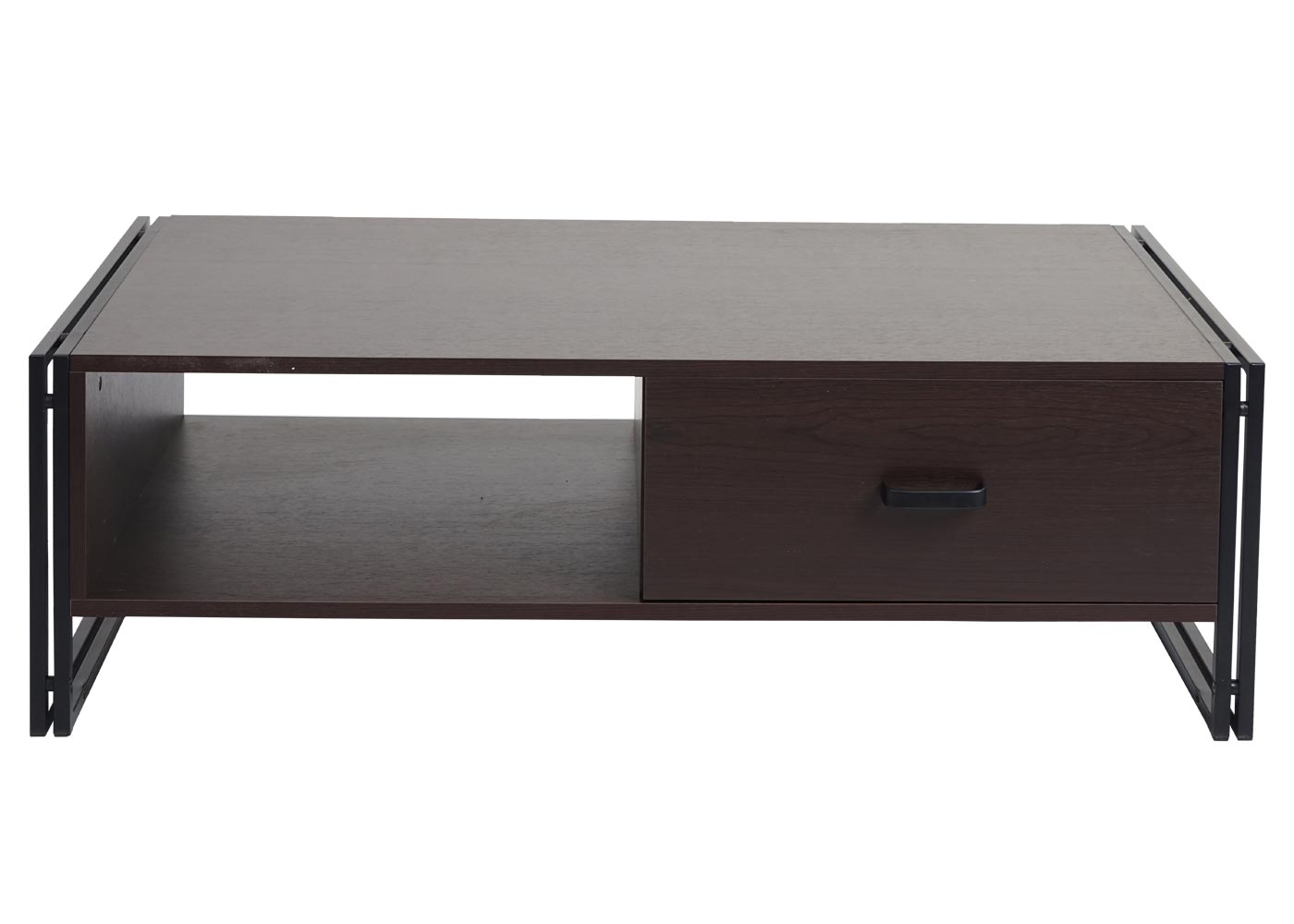 Cosmo Casa - Salontafel - Bijzettafel – 3D-Structuur MDF & Metaal - Donkerbruin - 41×120×60 cm