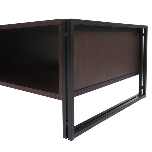 Cosmo Casa - Salontafel - Bijzettafel – 3D-Structuur MDF & Metaal - Donkerbruin - 41×120×60 cm