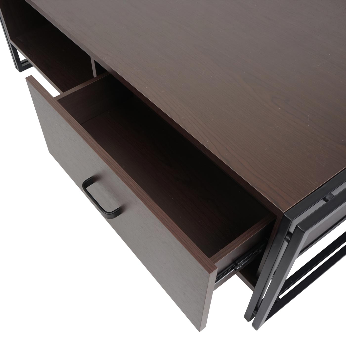 Cosmo Casa - Salontafel - Bijzettafel – 3D-Structuur MDF & Metaal - Donkerbruin - 41×120×60 cm