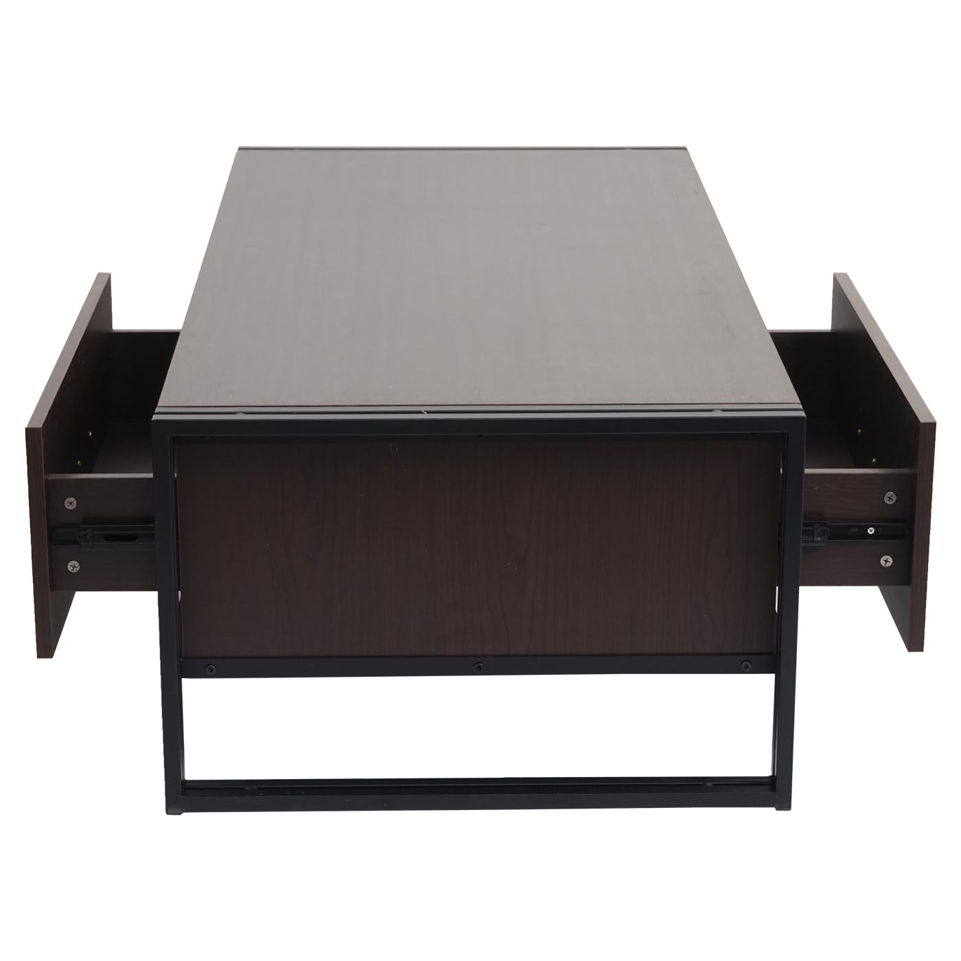 Cosmo Casa - Salontafel - Bijzettafel – 3D-Structuur MDF & Metaal - Donkerbruin - 41×120×60 cm