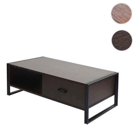 Cosmo Casa - Salontafel - Bijzettafel – 3D-Structuur MDF & Metaal - Donkerbruin - 41×120×60 cm
