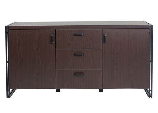 Cosmo Casa - Dressoir - Ladekast - 3D-Structuur MDF & Metaal - Donkerbruin - 2 Opbergvakken - 80×160×40 cm