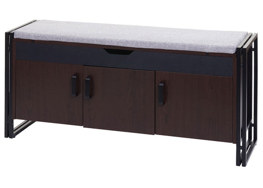 Cosmo Casa - Schoenenkast met Zitplaatsen - Ladekast & Bank met Kussens - 3D-Structuur Metaal - Donkerbruin