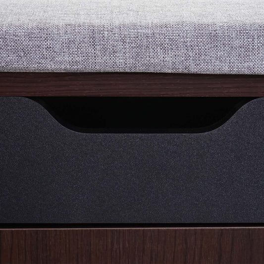 Cosmo Casa - Schoenenkast met Zitplaatsen - Ladekast & Bank met Kussens - 3D-Structuur Metaal - Donkerbruin