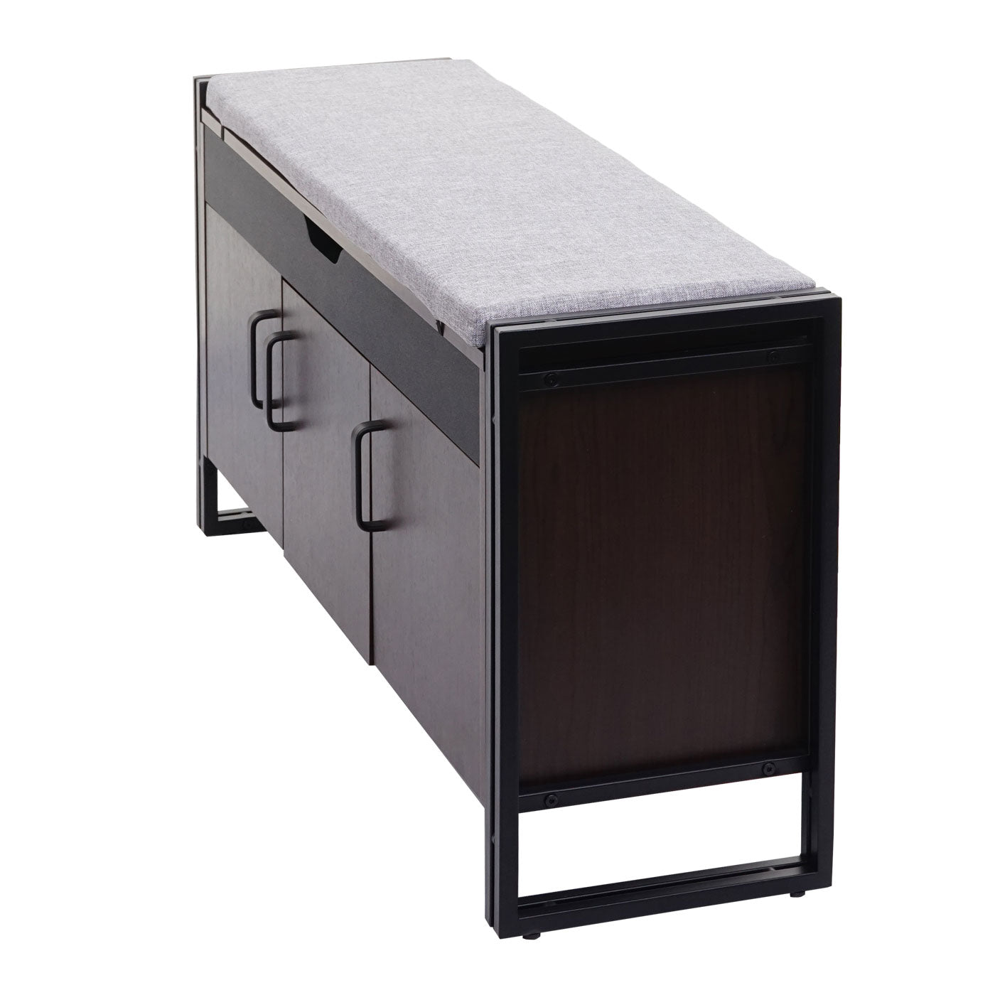 Cosmo Casa - Schoenenkast met Zitplaatsen - Ladekast & Bank met Kussens - 3D-Structuur Metaal - Donkerbruin