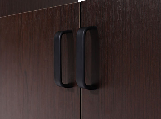 Cosmo Casa - Boekenkast - Roomdivider met deurvak - Hout - Donkerbruin - 183×80 cm