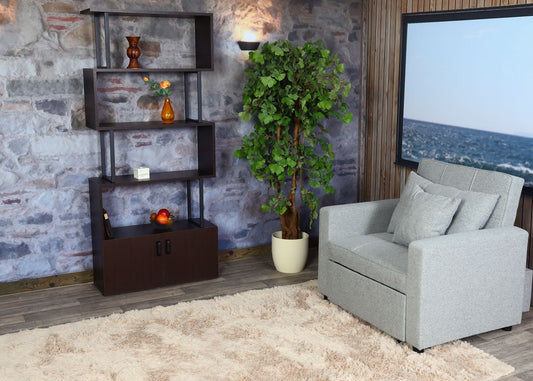 Cosmo Casa - Boekenkast - Roomdivider met deurvak - Hout - Donkerbruin - 183×80 cm