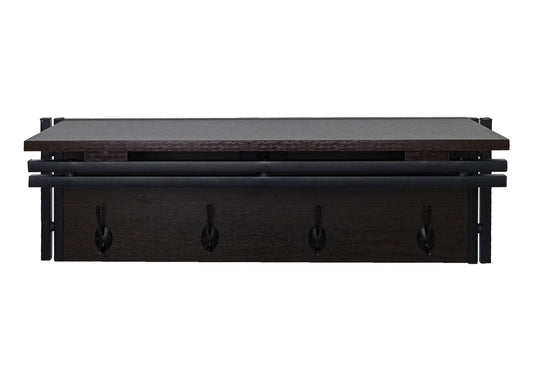 Cosmo Casa - Wandkapstok - Met 4 haken - Hout - Donkerbruin - 75x24x24cm