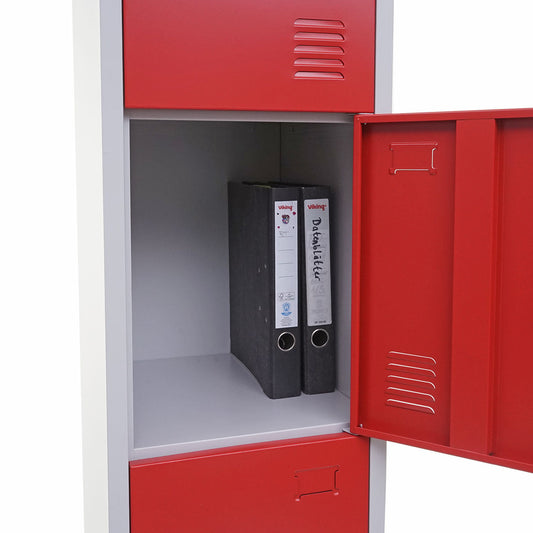 Cosmo Casa - Lockerkast - Voor waardevolle spullen - Metaal - Rood - 180x38x45cm