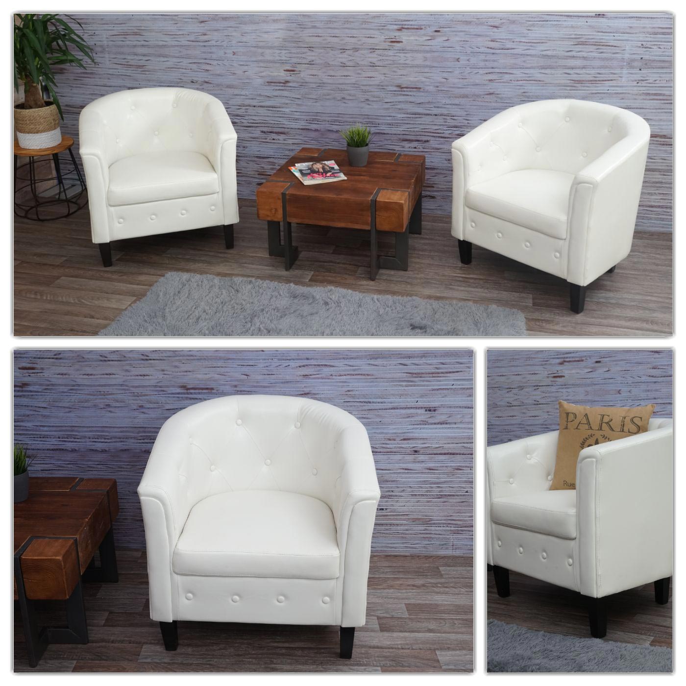 Cosmo Casa - Fauteuil - Chesterfield loungestoel - Imitatieleer - Wit
