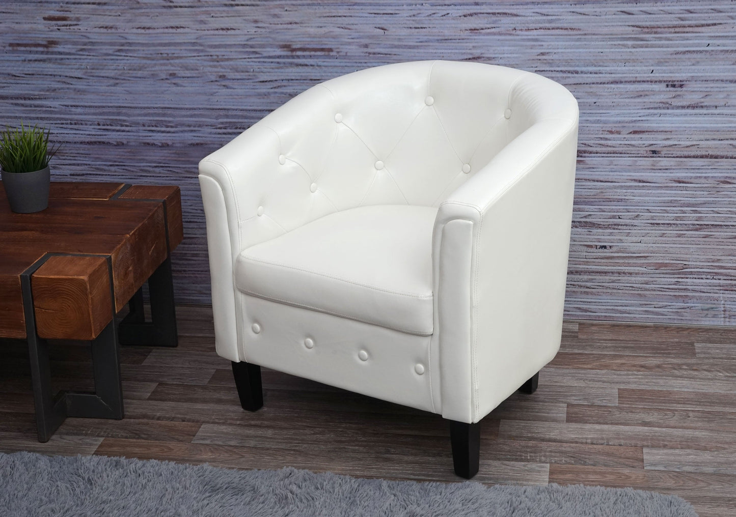 Cosmo Casa - Fauteuil - Chesterfield loungestoel - Imitatieleer - Wit
