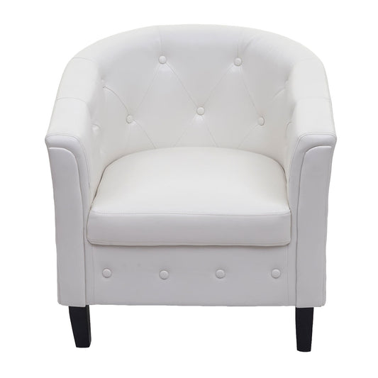 Cosmo Casa - Fauteuil - Chesterfield loungestoel - Imitatieleer - Wit