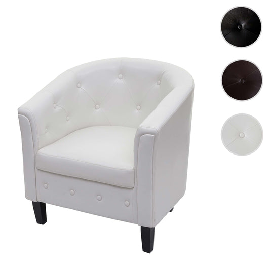 Cosmo Casa - Fauteuil - Chesterfield loungestoel - Imitatieleer - Wit