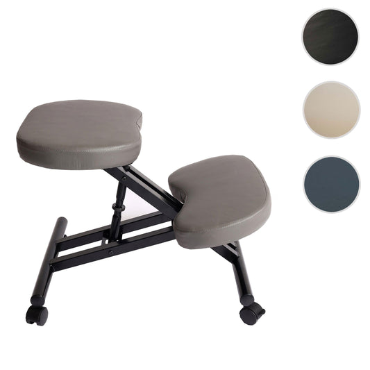 Cosmo Casa - Kniestoel - Ergonomisch - Zadelkruk - Kunstleer - Metaal - Grijs