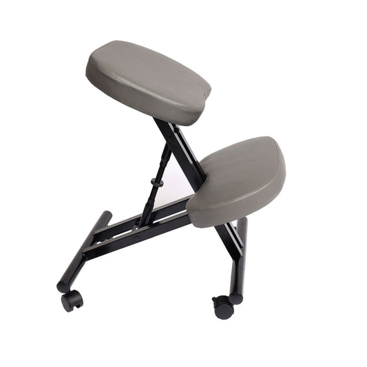 Cosmo Casa - Kniestoel - Ergonomisch - Zadelkruk - Kunstleer - Metaal - Grijs