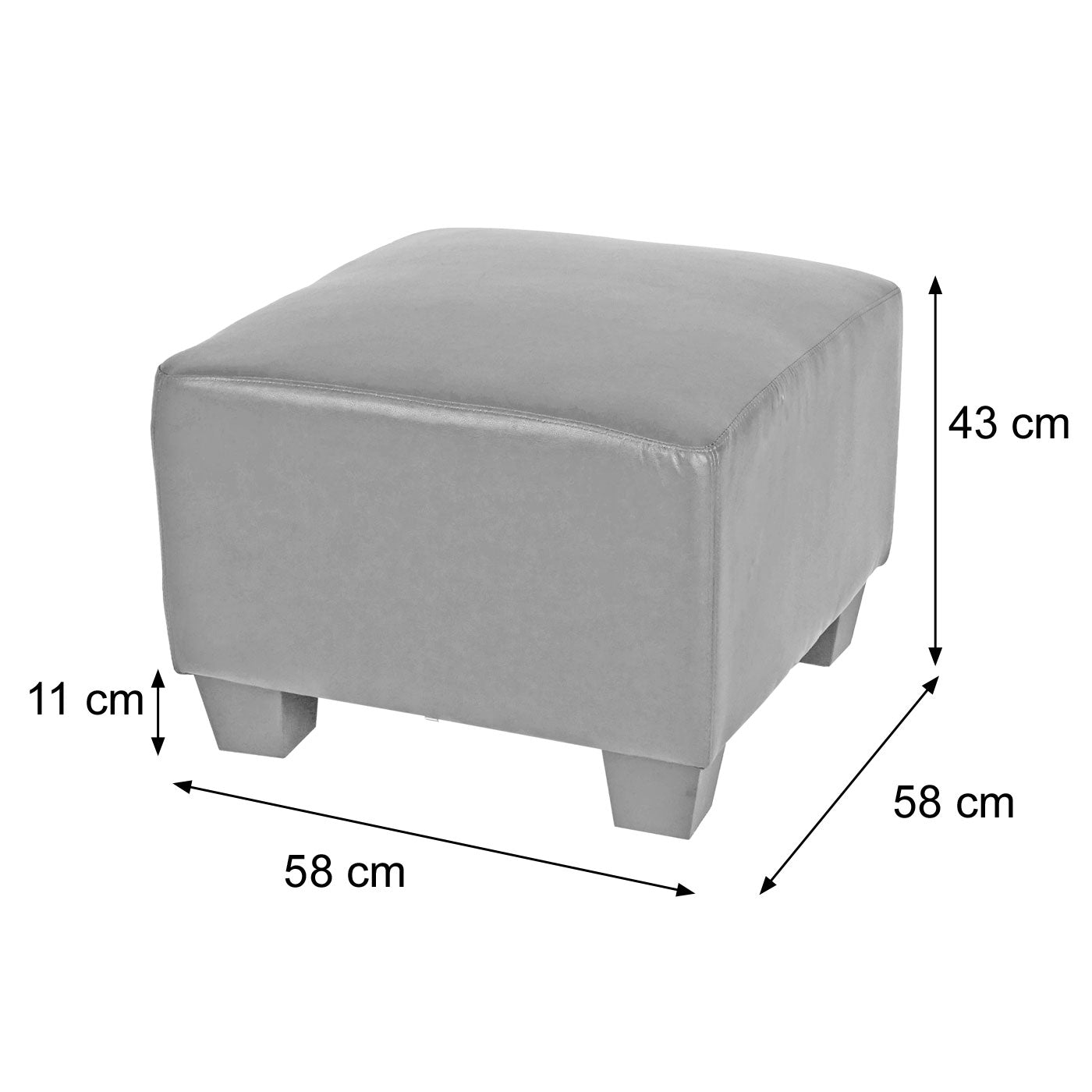 Cosmo Casa - Fauteuil - Met poef - Kunstleer - Donkergrijs