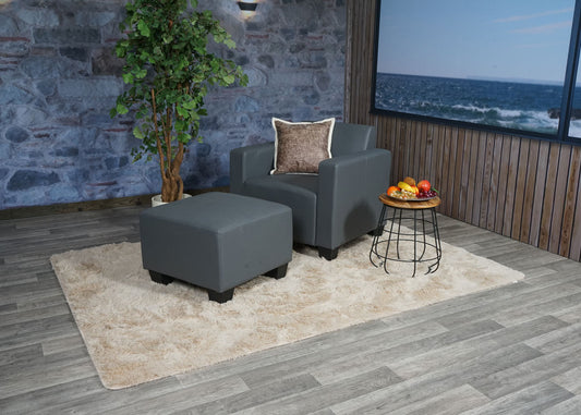 Cosmo Casa - Fauteuil - Lounge ontwerp - Kunstleer - Donkergrijs