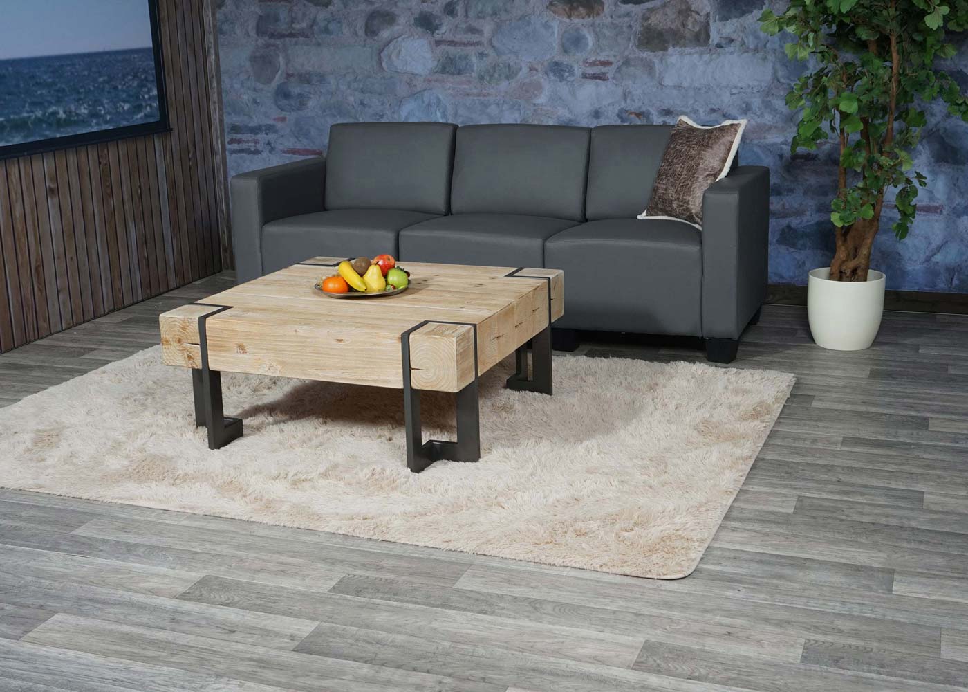 Cosmo Casa - 3-zitsbank - Modulair ontwerp - Kunstleer - Donkergrijs