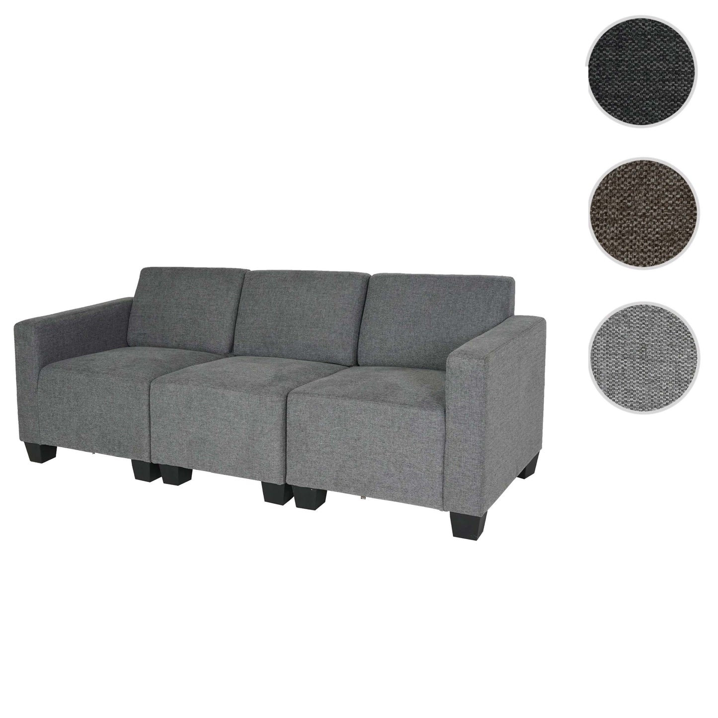 Cosmo Casa - 3-zitsbank - Modulair ontwerp - Stof textiel - Grijs